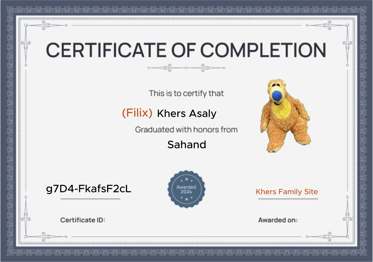 Khers Family Certificates